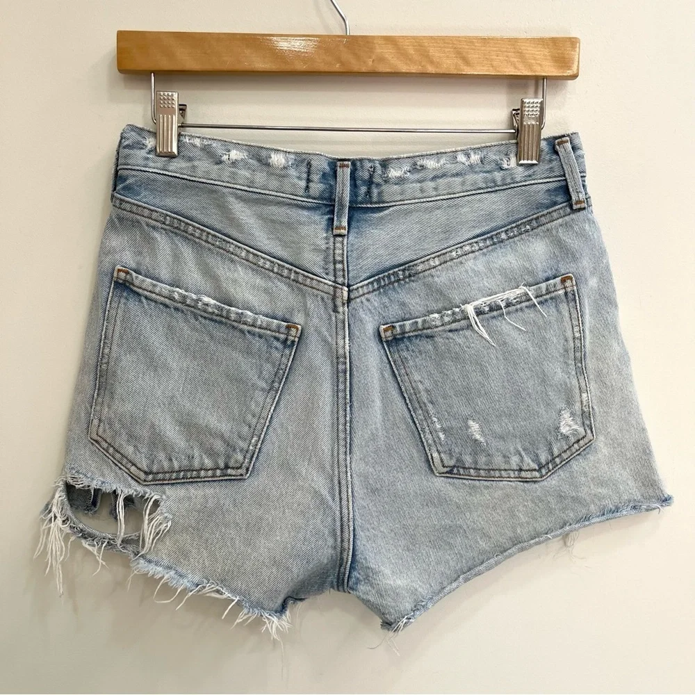 AGOLDE high rise Jaden denim jean shorts button fly distressed size 25